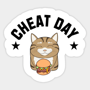 Cat Burger Cheat Day Sticker